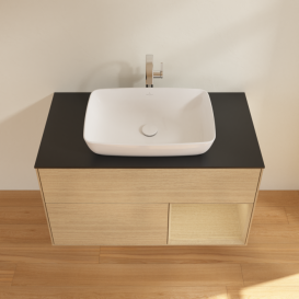 Тумба під раковину Villeroy & Boch Finion 100х50,1 см із підсвічуванням МДФ шпон дуба/скло чорне матове F782PCPC