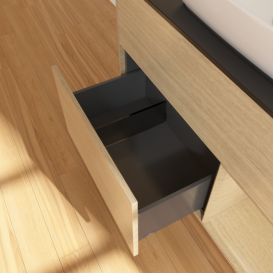 Тумба під раковину Villeroy & Boch Finion 100х50,1 см із підсвічуванням МДФ шпон дуба/скло чорне матове F782PCPC