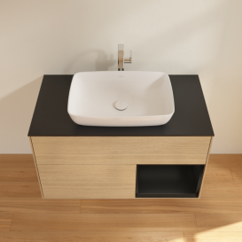 Тумба под раковину Villeroy & Boch Finion 100х50,1 см с подсветкой МДФ шпон дуба/стекло черное матовое F782PDPC