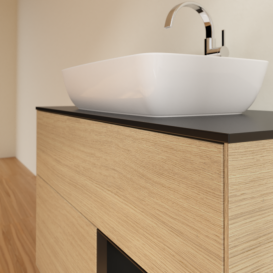 Тумба под раковину Villeroy & Boch Finion 100х50,1 см с подсветкой МДФ шпон дуба/стекло черное матовое F782PDPC