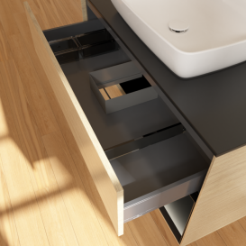 Тумба под раковину Villeroy & Boch Finion 100х50,1 см с подсветкой МДФ шпон дуба/стекло черное матовое F782PDPC