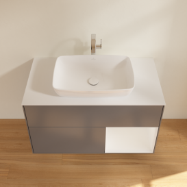 Тумба под раковину Villeroy & Boch Finion 100х50,1 см с подсветкой МДФ антрацит матовый лак/стекло белое матовое G781GFGK