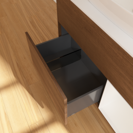 Тумба под раковину Villeroy & Boch Finion 100х50,1 см с подсветкой МДФ шпон грецкого ореха/стекло белое матовое G781GFGN