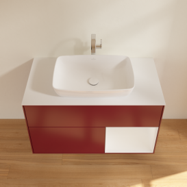 Тумба под раковину Villeroy & Boch Finion 100х50,1 см с подсветкой МДФ пион матовый лак/стекло белое матовое G781GFHB