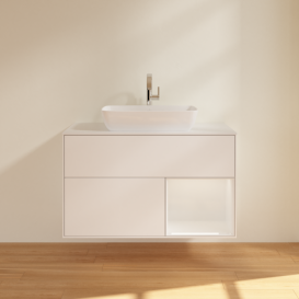 Тумба під раковину Villeroy & Boch Finion 100х50,1 см із підсвічуванням МДФ білий матовий лак/скло біле матове G781GFMT