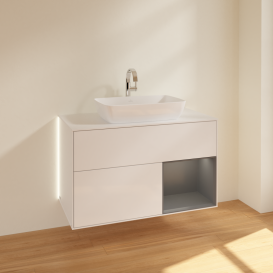 Тумба под раковину Villeroy & Boch Finion 100х50,1 см с подсветкой МДФ глянцевый белый лак/стекло белое матовое G781GKGF