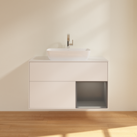 Тумба под раковину Villeroy & Boch Finion 100х50,1 см с подсветкой МДФ белый матовый лак/стекло белое матовое G781GKMT