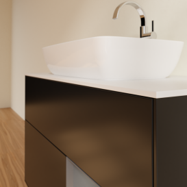 Тумба под раковину Villeroy & Boch Finion 100х50,1 см с подсветкой МДФ черный матовый лак/стекло белое матовое G781GKPD