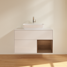 Тумба под раковину Villeroy & Boch Finion 100х50,1 см с подсветкой МДФ глянцевый белый лак/стекло белое матовое G781GNGF