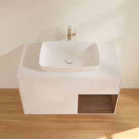 Тумба под раковину Villeroy & Boch Finion 100х50,1 см с подсветкой МДФ глянцевый белый лак/стекло белое матовое G781GNGF