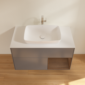 Тумба под раковину Villeroy & Boch Finion 100х50,1 см с подсветкой МДФ антрацит матовый лак/стекло белое матовое G781GNGK