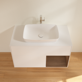 Тумба под раковину Villeroy & Boch Finion 100х50,1 см с подсветкой МДФ белый матовый лак/стекло белое матовое G781GNMT