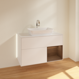 Тумба под раковину Villeroy & Boch Finion 100х50,1 см с подсветкой МДФ белый матовый лак/стекло белое матовое G781GNMT