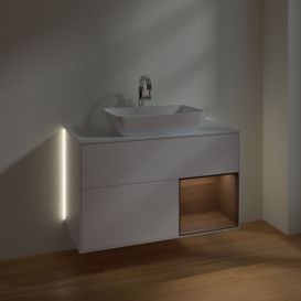 Тумба под раковину Villeroy & Boch Finion 100х50,1 см с подсветкой МДФ белый матовый лак/стекло белое матовое G781GNMT