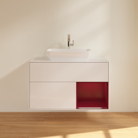 Тумба под раковину Villeroy & Boch Finion 100х50,1 см с подсветкой МДФ глянцевый белый лак/стекло белое матовое G781HBGF