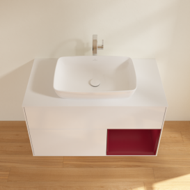 Тумба под раковину Villeroy & Boch Finion 100х50,1 см с подсветкой МДФ глянцевый белый лак/стекло белое матовое G781HBGF