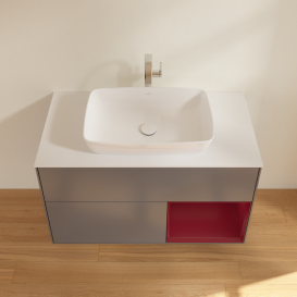 Тумба под раковину Villeroy & Boch Finion 100х50,1 см с подсветкой МДФ антрацит матовый лак/стекло белое матовое G781HBGK