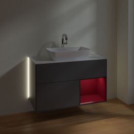 Тумба под раковину Villeroy & Boch Finion 100х50,1 см с подсветкой МДФ антрацит матовый лак/стекло белое матовое G781HBGK