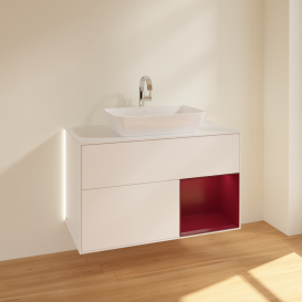 Тумба под раковину Villeroy & Boch Finion 100х50,1 см с подсветкой МДФ белый матовый лак/стекло белое матовое G781HBMT