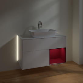 Тумба под раковину Villeroy & Boch Finion 100х50,1 см с подсветкой МДФ белый матовый лак/стекло белое матовое G781HBMT