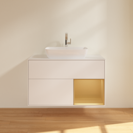 Тумба под раковину Villeroy & Boch Finion 100х50,1 см с подсветкой МДФ белый матовый лак/стекло белое матовое G781HFMT