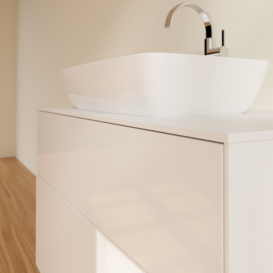 Тумба под раковину Villeroy & Boch Finion 100х50,1 см с подсветкой МДФ глянцевый белый лак/стекло белое матовое G781MTGF