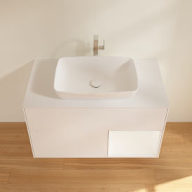 Тумба под раковину Villeroy & Boch Finion 100х50,1 см с подсветкой МДФ белый матовый лак/стекло белое матовое G781MTMT