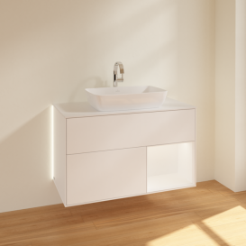 Тумба під раковину Villeroy & Boch Finion 100х50,1 см із підсвічуванням МДФ білий матовий лак/скло біле матове G781MTMT