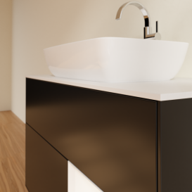 Тумба под раковину Villeroy & Boch Finion 100х50,1 см с подсветкой МДФ черный матовый лак/стекло белое матовое G781MTPD