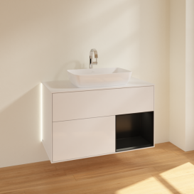 Тумба под раковину Villeroy & Boch Finion 100х50,1 см с подсветкой МДФ глянцевый белый лак/стекло белое матовое G781PDGF