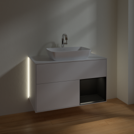 Тумба под раковину Villeroy & Boch Finion 100х50,1 см с подсветкой МДФ глянцевый белый лак/стекло белое матовое G781PDGF