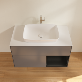 Тумба под раковину Villeroy & Boch Finion 100х50,1 см с подсветкой МДФ антрацит матовый лак/стекло белое матовое G781PDGK