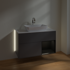 Тумба под раковину Villeroy & Boch Finion 100х50,1 см с подсветкой МДФ антрацит матовый лак/стекло белое матовое G781PDGK