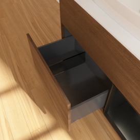 Тумба под раковину Villeroy & Boch Finion 100х50,1 см с подсветкой МДФ шпон грецкого ореха/стекло белое матовое G781PDGN