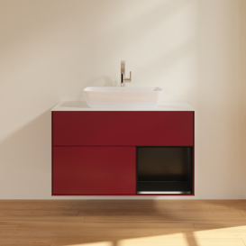 Тумба под раковину Villeroy & Boch Finion 100х50,1 см с подсветкой МДФ пион матовый лак/стекло белое матовое G781PDHB