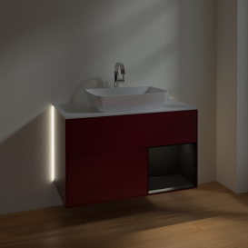 Тумба под раковину Villeroy & Boch Finion 100х50,1 см с подсветкой МДФ пион матовый лак/стекло белое матовое G781PDHB