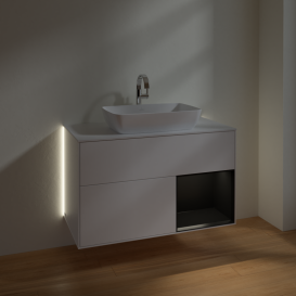 Тумба под раковину Villeroy & Boch Finion 100х50,1 см с подсветкой МДФ белый матовый лак/стекло белое матовое G781PDMT