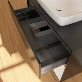 Тумба под раковину Villeroy & Boch Finion 100х50,1 см с подсветкой МДФ черный матовый лак/стекло черное матовое G782GFPD