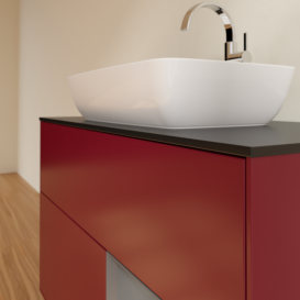 Тумба под раковину Villeroy & Boch Finion 100х50,1 см с подсветкой МДФ пион матовый лак/стекло черное матовое G782GKHB