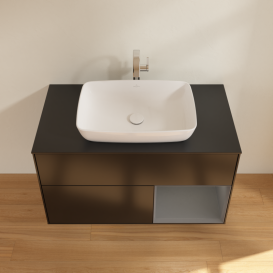 Тумба під раковину Villeroy & Boch Finion 100х50,1 см із підсвічуванням МДФ чорний матовий лак/скло чорне матове G782GKPD