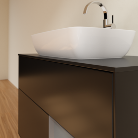 Тумба під раковину Villeroy & Boch Finion 100х50,1 см із підсвічуванням МДФ чорний матовий лак/скло чорне матове G782GKPD