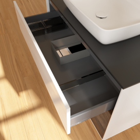 Тумба под раковину Villeroy & Boch Finion 100х50,1 см с подсветкой МДФ глянцевый белый лак/стекло черное матовое G782GNGF