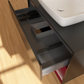 Тумба под раковину Villeroy & Boch Finion 100х50,1 см с подсветкой МДФ черный матовый лак/стекло черное матовое G782HBPD