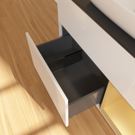 Тумба под раковину Villeroy & Boch Finion 100х50,1 см с подсветкой МДФ глянцевый белый лак/стекло черное матовое  G782HFGF