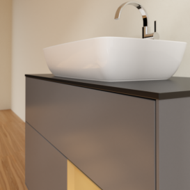 Тумба под раковину Villeroy & Boch Finion 100х50,1 см с подсветкой МДФ антрацит матовый лак/стекло черное матовое G782HFGK