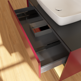 Тумба под раковину Villeroy & Boch Finion 100х50,1 см с подсветкой МДФ пион матовый лак/стекло черное матовое G782HFHB