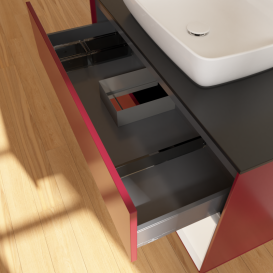 Тумба под раковину Villeroy & Boch Finion 100х50,1 см с подсветкой МДФ пион матовый лак/стекло черное матовое G782MTHB