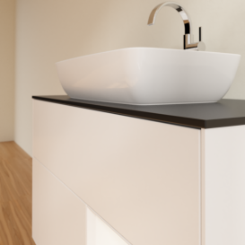 Тумба под раковину Villeroy & Boch Finion 100х50,1 см с подсветкой МДФ белый матовый лак/стекло черное матовое G782MTMT