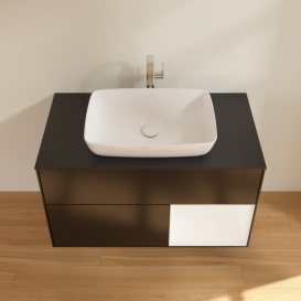 Тумба под раковину Villeroy & Boch Finion 100х50,1 см с подсветкой МДФ черный матовый лак/стекло черное матовое G782MTPD