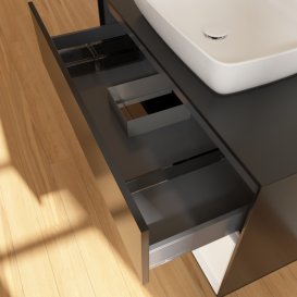 Тумба под раковину Villeroy & Boch Finion 100х50,1 см с подсветкой МДФ черный матовый лак/стекло черное матовое G782MTPD